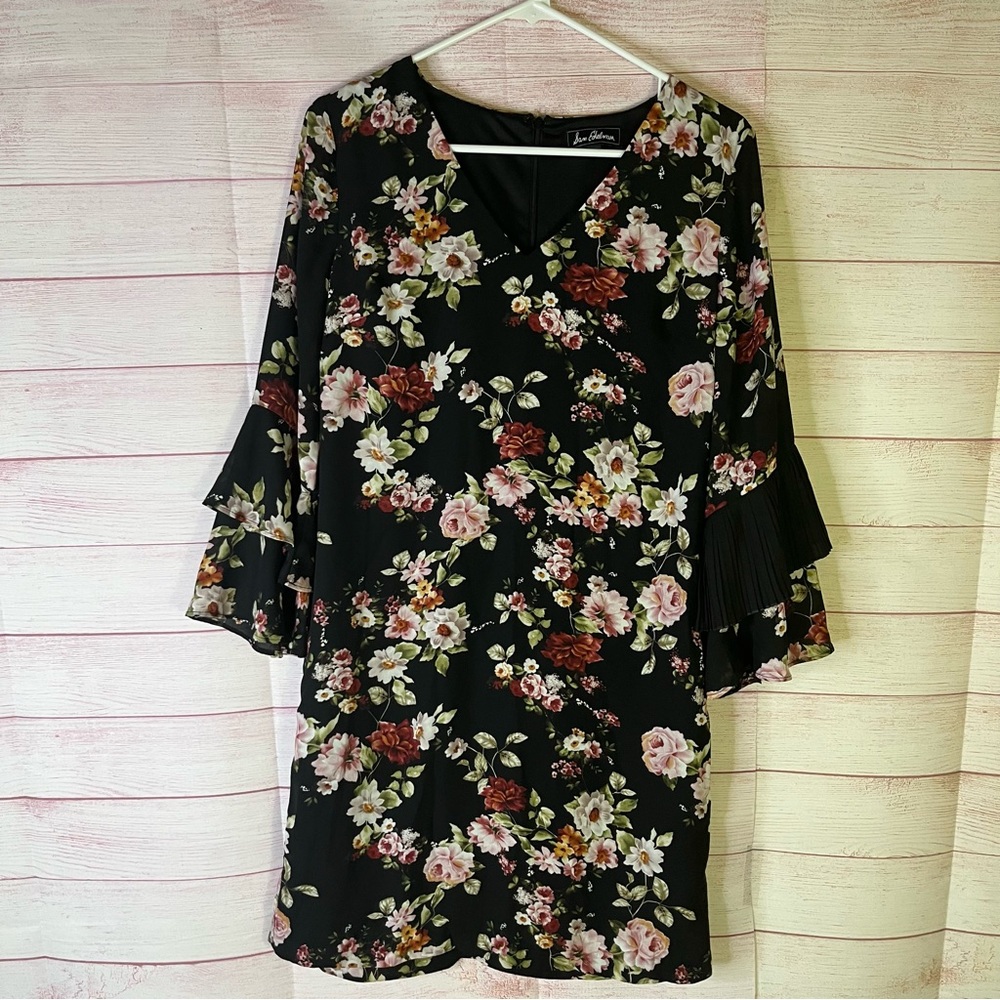 Sam Edelman Floral V Neck Long Flutter Sleeves Dress Size 2